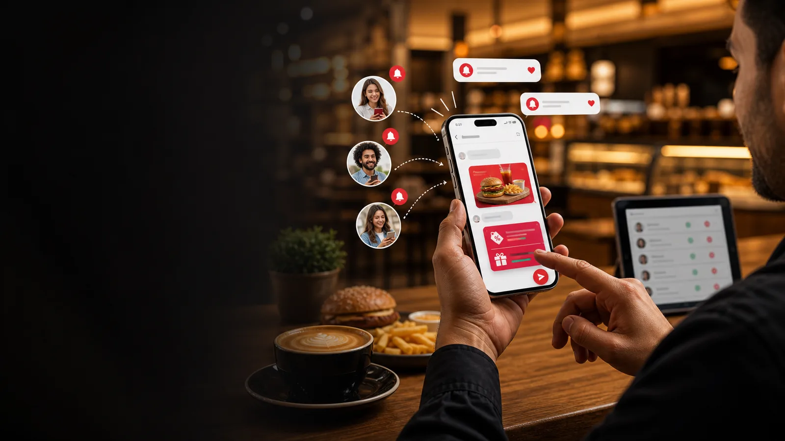 Message de relance envoyé par un restaurant à un client sur son téléphone